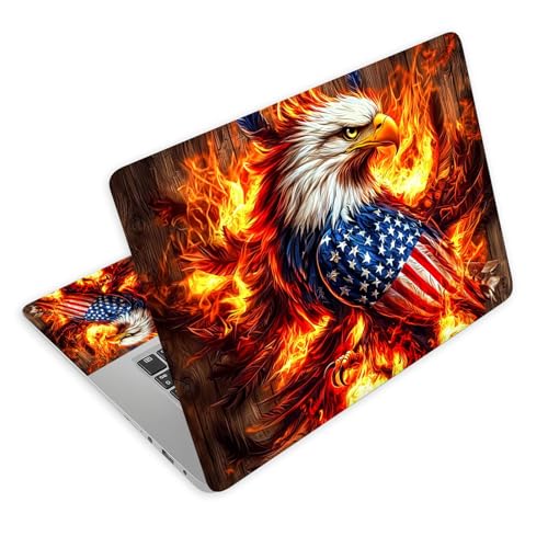Universal Laptop Skin Decal, 3-Piece Vinyl Protector for 12 13 14 15.6" Notebook, Waterproof Anti-Scratch, Easy Trim & Bubble-Free Finish, Eagle Surrounded by Flames - color: Eagle Surrounded by Flames