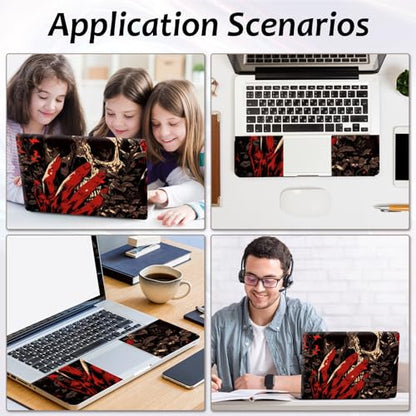 Laptop Skin 12.1-15.6 inch Removable Universal Reusable Laptop Sticker Decal,Waterproof No Residue Vinyl Cover,Scratch-Resistant Cuttable Full Wrap Sticker for Notebook, Dark Floral Skull - color: Dark Floral Skull
