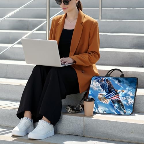 Laptop Bag,14 15 15.6 inch Laptop Case Sleeve,Computer Sleeve with Handle for Women Men,Carrying Case for MacBook,Dell,Lenovo,Notebook Computer,Eagle American Flag - color: Eagle American Flag