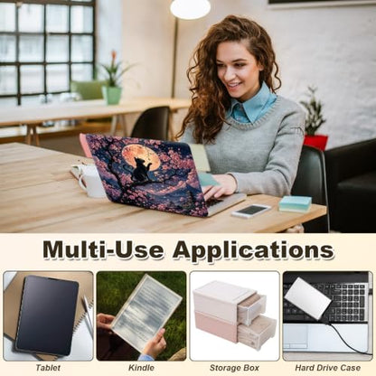 Universal Laptop Skin Sticker Decal 11-15.6 Inches, Cat Cherry Blossom | Reusable Vinyl Sticker for 12.1 13 13.3 14 15.4 Inches Notebook PC, Scratch Resistant Waterproof, Easy to Trim & Apply - color: Cat Cherry Blossom