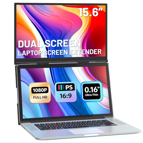 Laptop Screen Extender, 15.6" Ultra-Light & Thin Dual Monitor Extender with 1080P FHD IPS, Eye Care & Neck-Friendly, USB-C/HDMI Plug-Play Portable Monitor for Mac/Win/Android, Fits 13-17" Laptops - color: 15.6" Silver