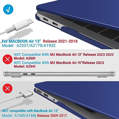 IBENZER Compatible with New MacBook Air 13 inch Case 2022 2021 2020 M1 A2337 A2179 A1932, Plastic Hard Shell Case with Keyboard Cover for Mac Retina Display with Touch ID, Turkish Blue, MMA-T13TUBL+1 - color: Turkish Blue
