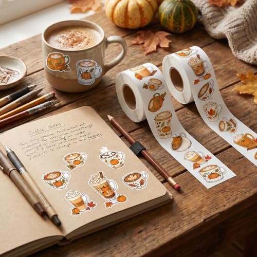 Autumn Latte Coffee Self Adhesive Sticker for Laptop DIY Gift | Waterproof, Self Adhesive Vinyl Decal, Bright Color Clear Printing, Easy Peel - style: Autumn Latte Coffee