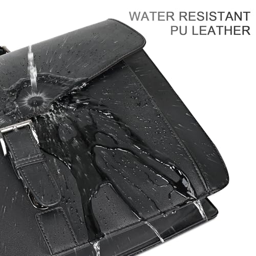 ESTARER Men's Leather Briefcase 15.6 Inch Laptop Computer Bag for Office/Business/Travel, Large Satchel Professional Pu Leather Messenger Shoulder Bag, Black - color: Black, size: 15.6 Inch