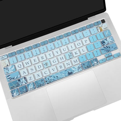 Silicone Keyboard Cover for MacBook Air 13 inch 2021 2020 Model A2179 A2337 M1 Chip, Gray Blue Flowers - color: Gray Blue Flowers