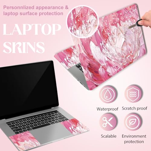 SUPERDANT Oil Painting Flowers Laptop Skin Sticker Decal Universal Personalized Protective Vinyl Cover for Notebooks and Laptops Fits 12 13 13.3 14 15 15.4 15.6 Inches Pink - color: Pink