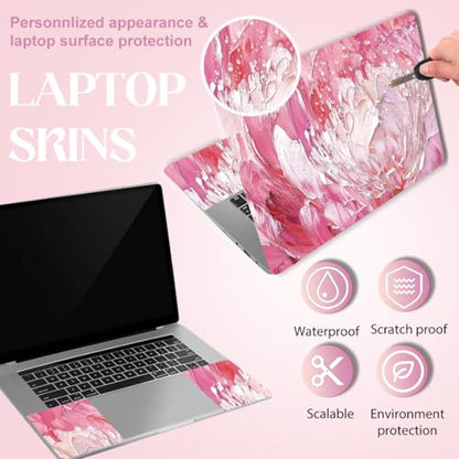 SUPERDANT Oil Painting Flowers Laptop Skin Sticker Decal Universal Personalized Protective Vinyl Cover for Notebooks and Laptops Fits 12 13 13.3 14 15 15.4 15.6 Inches Pink - color: Pink