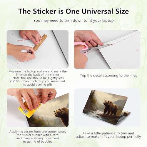 Laptop Skin Sticker Decal, Universal Reusable Vinyl Laptop Cover for 12" 13" 13.3" 14" 15" 15.4" 15.6" Notebook PC, Reusable Waterproof Scratch-Resistant with 2 Wrist Pads,Brown Bears in Forest - color: Brown Bears in Forest