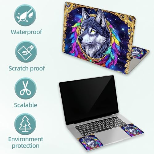 Universal Laptop Skin Decal, 3-Piece Vinyl Protector for 12 13 14 15.6" Notebook, Waterproof Anti-Scratch, Easy Trim & Bubble-Free Finish, Gray Wolfs - color: Gray Wolfs