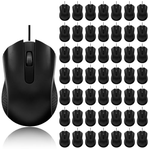 Wired Computer Mice 50 Pack Mini USB Silent Mouse Bulk, Ergonomic 3 Button Plug and Play Mice for Students Office School Home Remote Work PC
