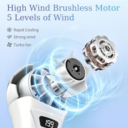 COO Soccer Shaped Handheld Fan, Rechargeable Mini Personal Fan | Portable Small Fan with 5 Speeds & USB Rechargeable Design, Lightweight Mini Fan for Soccer Games, Travel, Outdoor, Office - color: Black white