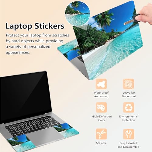 Laptop Skin Sticker Decal 15.6 Inch,12 13 13.3 14 15 15.6 in Laptop Netbook Skins for Notebook,Art Decal Removable Waterproof Scratch Resistant,Universal Vinyl Cover,Green Sea Beach - color: Green Sea Beach