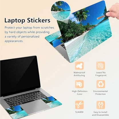 Laptop Skin Sticker Decal 15.6 Inch,12 13 13.3 14 15 15.6 in Laptop Netbook Skins for Notebook,Art Decal Removable Waterproof Scratch Resistant,Universal Vinyl Cover,Green Sea Beach - color: Green Sea Beach
