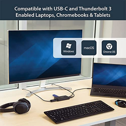 StarTech 4-in-1 USB-C Travel Dock with 4K HDMI, 60W PD, GbE, USB-A, TAA | Windows, macOS, ChromeOS, Driverless setup, 10in/25cm attached cable, USB Powered, 2-port USB-A 3.0 5Gbps - style: 60W Power Delivery | 2x USB-A 3.0