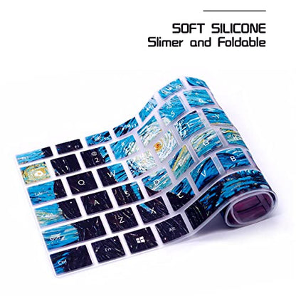 HRH English Silicone Keyboard Cover Skin for Microsoft Surface Pro | With Surface Pro 4, Pro 5 2017, Pro 6 2018, Pro 7 2019,12.3-inch Surface Pro 6,Dustproof,Soft-Touch,Ultra Thin,Starry Night - color: starry night
