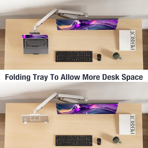 AVLT Laptop & Monitor Arm Desk Mount for 17-38" Screens, USB-C Dock - Gray | Supports flat/curved screens up to 22 lbs each. 12-17" laptop tray, 7-in-1 USB-C dock, HDMI 4K60, Ethernet and 100W PD - color: Gray