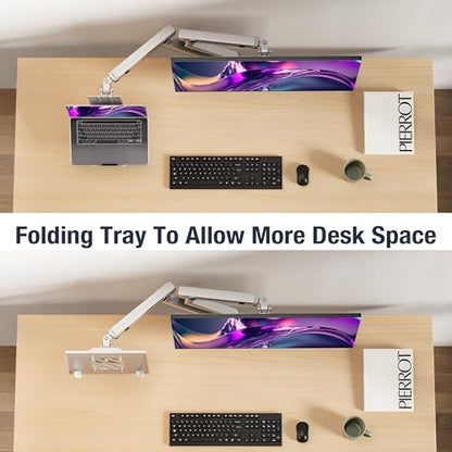 AVLT Laptop & Monitor Arm Desk Mount for 17-38" Screens, USB-C Dock - Gray | Supports flat/curved screens up to 22 lbs each. 12-17" laptop tray, 7-in-1 USB-C dock, HDMI 4K60, Ethernet and 100W PD - color: Gray
