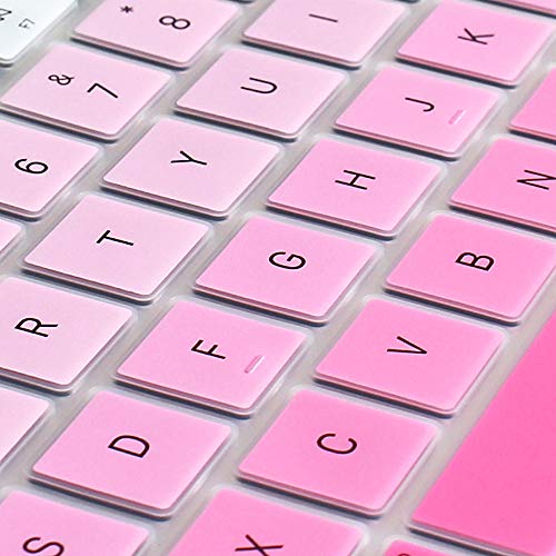 ProElife Keyboard Cover for MacBook Air 13-Inch with Touch ID A2337 M1 | Ombre Pink, U.S. Layout, Non-interference Design for ID Key, Dust-Resistant, Silicone Protective Skin, Washable & Reusable - color: Ombre Pink