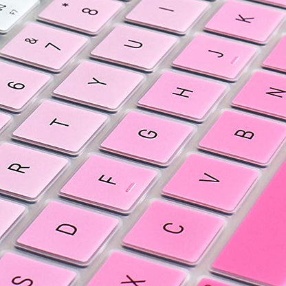 ProElife Keyboard Cover for MacBook Air 13-Inch with Touch ID A2337 M1 | Ombre Pink, U.S. Layout, Non-interference Design for ID Key, Dust-Resistant, Silicone Protective Skin, Washable & Reusable - color: Ombre Pink