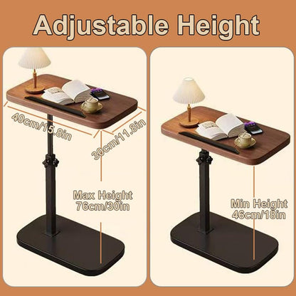 Multiful Sofa Side Floor Stand,Mini Projector Stand Table, Wooden Tray Table,Portable Laptop Holder,Height Adjustable Snack Tray Stand for Living Room Couch Bed Side (Black)