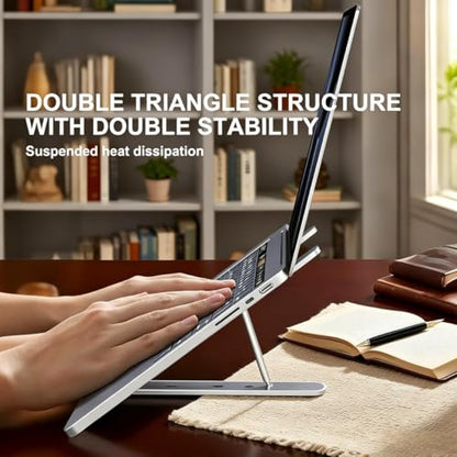 1Pc Foldable Ventilated Laptop Stand, Adjustable Desk Computer Riser, Portable Notebook Holder for 10-15.6 Inch Laptops (White)