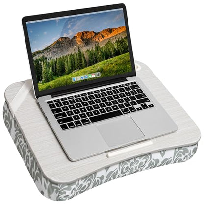 LAPGEAR Designer Lap Desk – Gray Damask, 2-Pack with Storage Basket - color: Gray Damask, size: 2-Pack Lap Desks + Basket