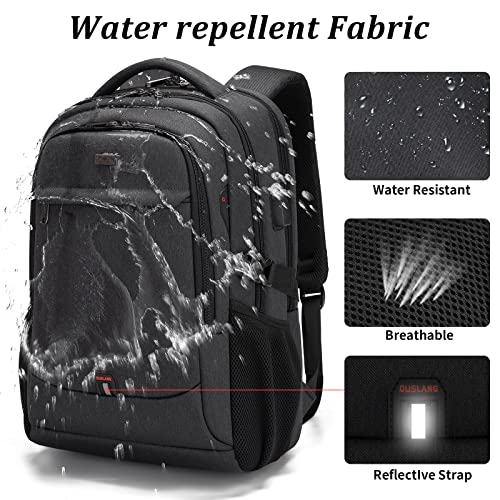 17 Inch Laptop Backpack for Travel Water Resistant College Backpack for Men Women Laptop Bag with USB Charging Port and Clear Cosmetic Bag, Black - color: Black-k