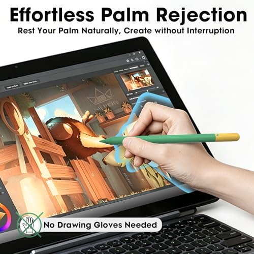 Magnetic Stylus Pen 2018-2026, 15-Mins Fast Charge Active Pencil with 4 Extra Tips & 10-Hrs Battery, Stylus Pencil Compatible with iPad A16 11-6th Gen, Pro 13/12.9/11 M4/M5, Air M4/M3/M2, Mini 6/5/7th - color: Green