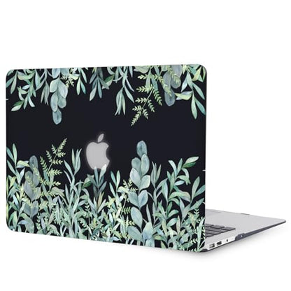 Case for MacBook Air 13-inch Laptop M5 M4 M3 M2 A3449 A3240 A3113 A2681 2026-2022 Release with Touch ID, 3D Effect Matte Black See Through Hard Cover&Keyboard Cover, Green Plants - color: Green Black