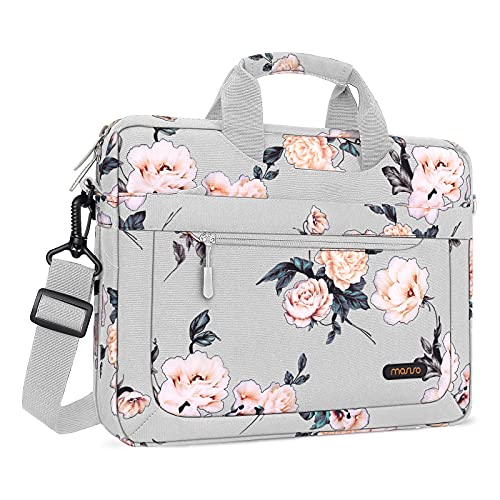MOSISO Laptop Shoulder Bag for Women, 15-16 inch Computer Bag | Compatible with MacBook Air 15 inch / Pro 16 inch, 15.6 inch Camellia Sleeve with Adjustable Depth at Bottom, Grey - color: Grey, size: 16 inch