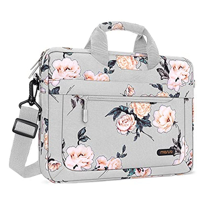 MOSISO Laptop Shoulder Bag for Women, 15-16 inch Computer Bag | Compatible with MacBook Air 15 inch / Pro 16 inch, 15.6 inch Camellia Sleeve with Adjustable Depth at Bottom, Grey - color: Grey, size: 16 inch
