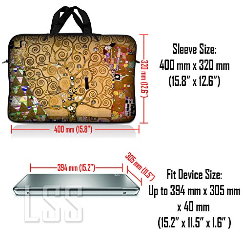 Laptop Sleeve Bag Carrying Case w/Handle & Adjustable Shoulder Strap & Matching Skin Sticker Compatible with 15" 15.4" 15.6" Dell, Asus, Acer - Klimt Tree of Life - color: Klimt Tree of Life, size: 15 inch