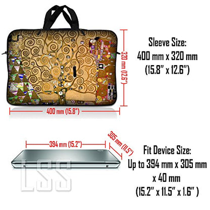 Laptop Sleeve Bag Carrying Case w/Handle & Adjustable Shoulder Strap & Matching Skin Sticker Compatible with 15" 15.4" 15.6" Dell, Asus, Acer - Klimt Tree of Life - color: Klimt Tree of Life, size: 15 inch