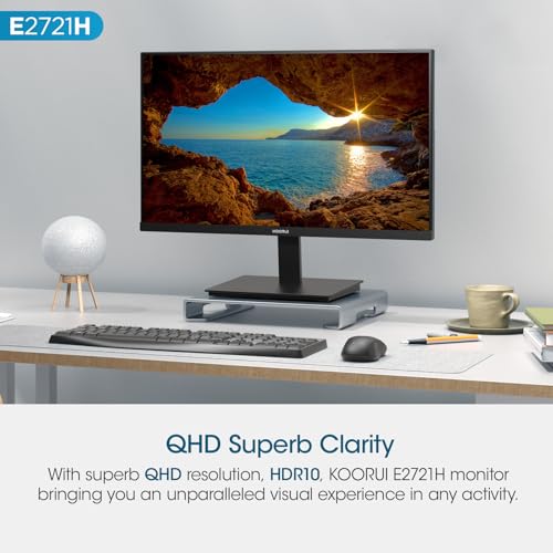 KOORUI 27 Inch QHD (2560x1440) IPS HDR Ultra-Thin Computer Gaming Monitor, 120Hz Refresh Rate, DCI-P3 95%, FreeSync & G-Sync, 1ms MPRT, VESA 100x100mm, Tilt Adjustable for Game and Work, E2721H - size: 27"/120Hz/QHD/IPS