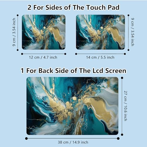 Universal Laptop Skin Sticker with 2 Wrist Pad Skins, Waterproof Scratch Resistant Vinyl Laptop Cover Decal, Cut to Fit for 11–15.6 Inch MacBook HP Dell Lenovo, Abstract Teal Marble - color: Abstract Teal Marble