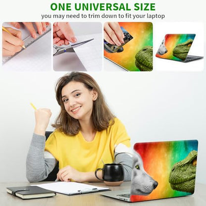 Laptop Skin Sticker Decal, Universal Protective Cover Fit 12 13 14 15.6 Inch Notebook, Reusable Water-Resistant Vinyl Decal w/ 2 Wrist Pads for Business Travel Office, Dragon and Wolf - color: Dragon and Wolf
