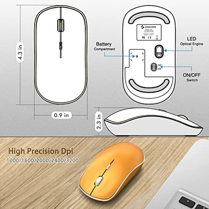 JOYACCESS J 2.4G Wireless Mouse, Soft Click, Silent Travel, 3200 DPI, 5 Adjustment Levels, for Laptop, Mac, PC, Notebook - Orange - color: Orange