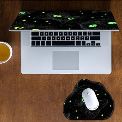 Laptop Skin Sticker Decal 15-15.6 Inch with Cute Mouse Pad, Universal Reusable Vinyl Sticker for 12.1 13 13.3 14 15.4 Inch Netbook and Notebook PC, Mystical Cat - color: Mystical Cat