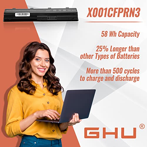 GHU MU06 MU09 Laptop Battery 58Wh Replacement for HP Compaq Presario CQ32 CQ42 CQ43 CQ56 CQ57 CQ62 CQ72 CQ630, Compatible with 593553-001 593554-001 WD548AA WD549AA - style: 58 Wh/MU06
