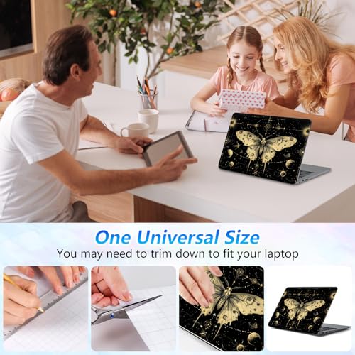 Universal Laptop Skin Sticker Decal with 2 Wrist Pad Skins, Waterproof Scratch Vinyl Cover for 11–15.6 Inch MacBook, HP, Dell, Lenovo, Cutable & Reusable,Mystic Celestial Butterfly - color: Mystic Celestial Butterfly