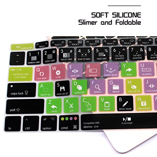 HRH Ableton Live Hotkey Silicone Keyboard Cover Skin for MacBook Pro 13" A1708 A1988 No Touch Bar 2018 2017 2016 Release and for MacBook 12" A1534 (2015)&A1931(2018) USA Layout Protective Skin - color: Hotkey-Ableton Live