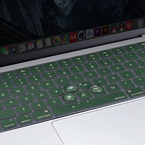 MOSISO Keyboard Cover Skin Compatible with MacBook Air 15 inch M3 M2 | A3114 A2941/Air 13.6 A3113 A2681/Pro 14/16 M4 M3 M2 M1, Peacock Green - color: Peacock Green