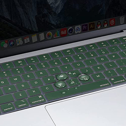 MOSISO Keyboard Cover Skin Compatible with MacBook Air 15 inch M3 M2 | A3114 A2941/Air 13.6 A3113 A2681/Pro 14/16 M4 M3 M2 M1, Peacock Green - color: Peacock Green