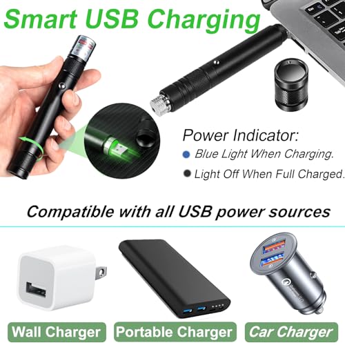 Green Laser Pointer High Power Rechargeable Lazer Pointer High Power Laser | Lazer Pointer High Power Laser Pointer Green Powerful Laser Pointer for Presentations, Outdoor, Geese Deterrent Lazer Green