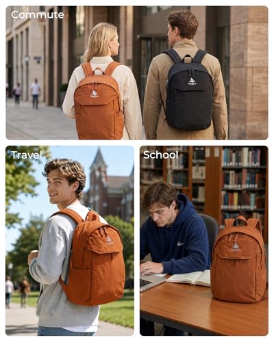 School Backpack for Teens, College Backpack Fits 15.6 Inch Laptop | Travel Backpack for Men Women, Book Bag, Casua Daypack, Water Resistant Fabric, Scratchproof Laptop Compartment (Caramel) - color: Caramel