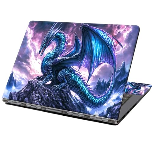 Laptop Skin Sticker Decal 12" 13" 13.3" 14" 15" 15.6",Waterproof Scratch Resistant Vinyl,Reusable Easy to Apply,for MacBook HP Dell Notebooks Netbooks Laptop,2 Wrist Pads,Blue Dragon Purple - color: Blue Dragon Purple