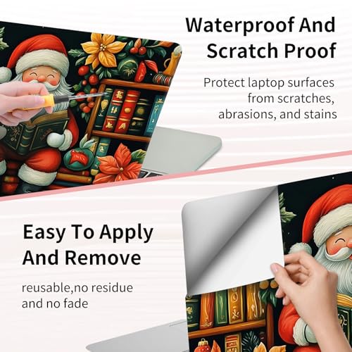 Laptop Skin Sticker 3-Piece Set,Old Man On Bookshelves | Trim-to-fit 3-piece vinyl set with one 15 x 10.6 in lid skin and two palm-rest decals for many 12-15.6 in laptops - color: Old Man On Bookshelves