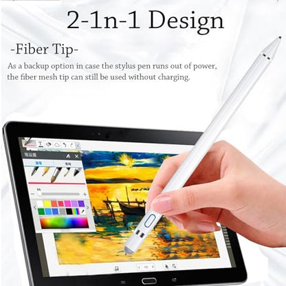 Stylus Pen for iPad, DOGAIN iPad Pencil for Touchscreen with Dual Touch Function, Active Digital Fine Point iPad Pen Compatible with iPad/iPhone/Samsung//iOS/Android/Nintendo switch 2 and More - White - color: White pen with Fiber Cap