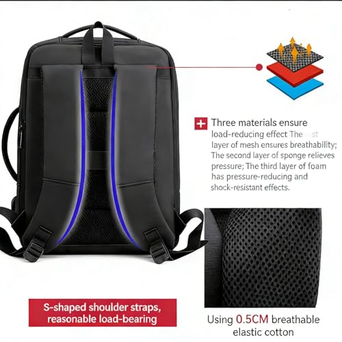 Expandable Business Laptop Backpack with USB Charging Port, Water Resistant Travel Work Bag for Men Women Fits 15.6 Inch Laptop (1) - color: 1
