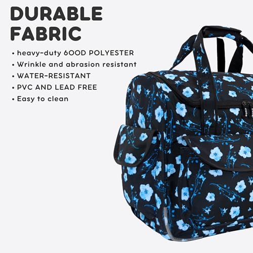 J World Donna Rolling Tote Bag on Wheels for Women. Roller Laptop Briefcase. Overnight Weekender Teachers Work, Night Bloom - color: Night Bloom